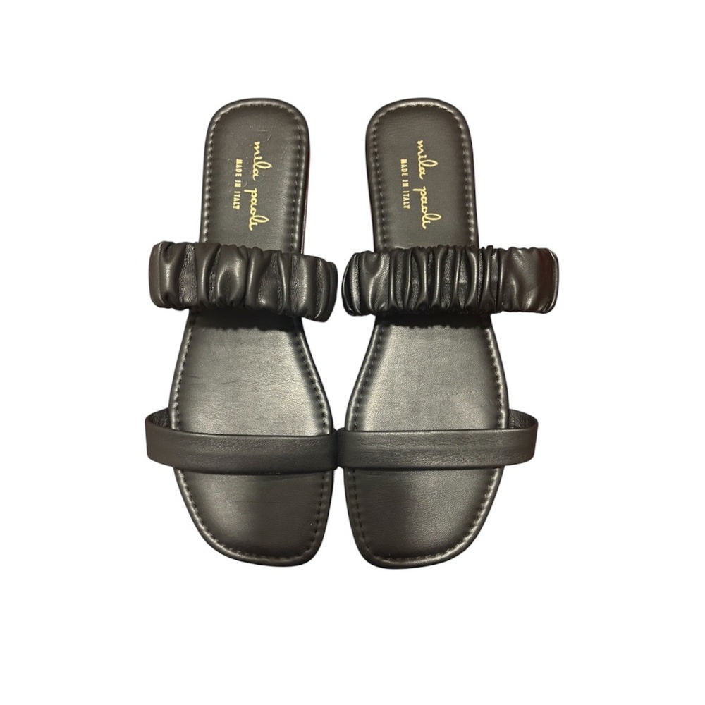 Mila Paoli 2 Band Silde Sandals in Black